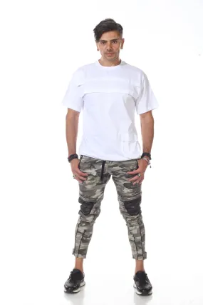 [Arlo] Camo Fashion Joggers With Black Fishnet Pocket Detail