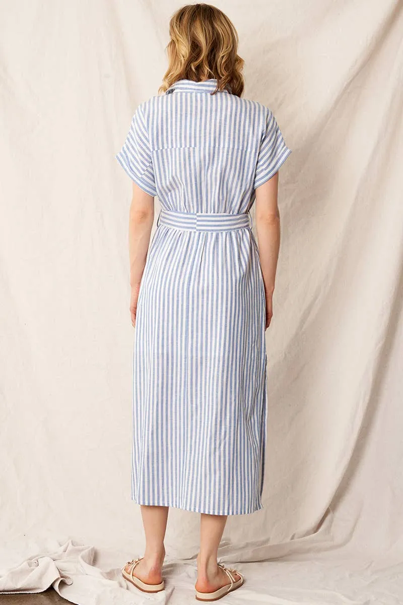 Sailor Stripe Midi Shirt Dress